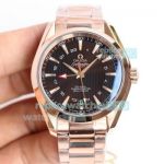 OE Factory Omega Seamaster Aqua Terra 150M GMT Brown Dial Rose Gold Case Watch 43MM